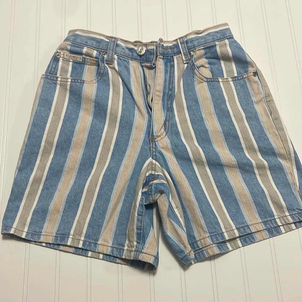 Vintage Z. Cavaricci Women’s Size 25 High Waisted Striped Denim Shorts